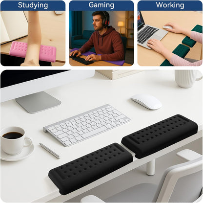 Sushret L-Shaped Desk Elbow Pad for Desk, 2-Pack Memory Foam Elbow Rest for Desk Edge Cushion, Non-Slip Ergonomic Arm Rest for Wrist, Palm & Forearm Support, Office Home, Separate Design, Black