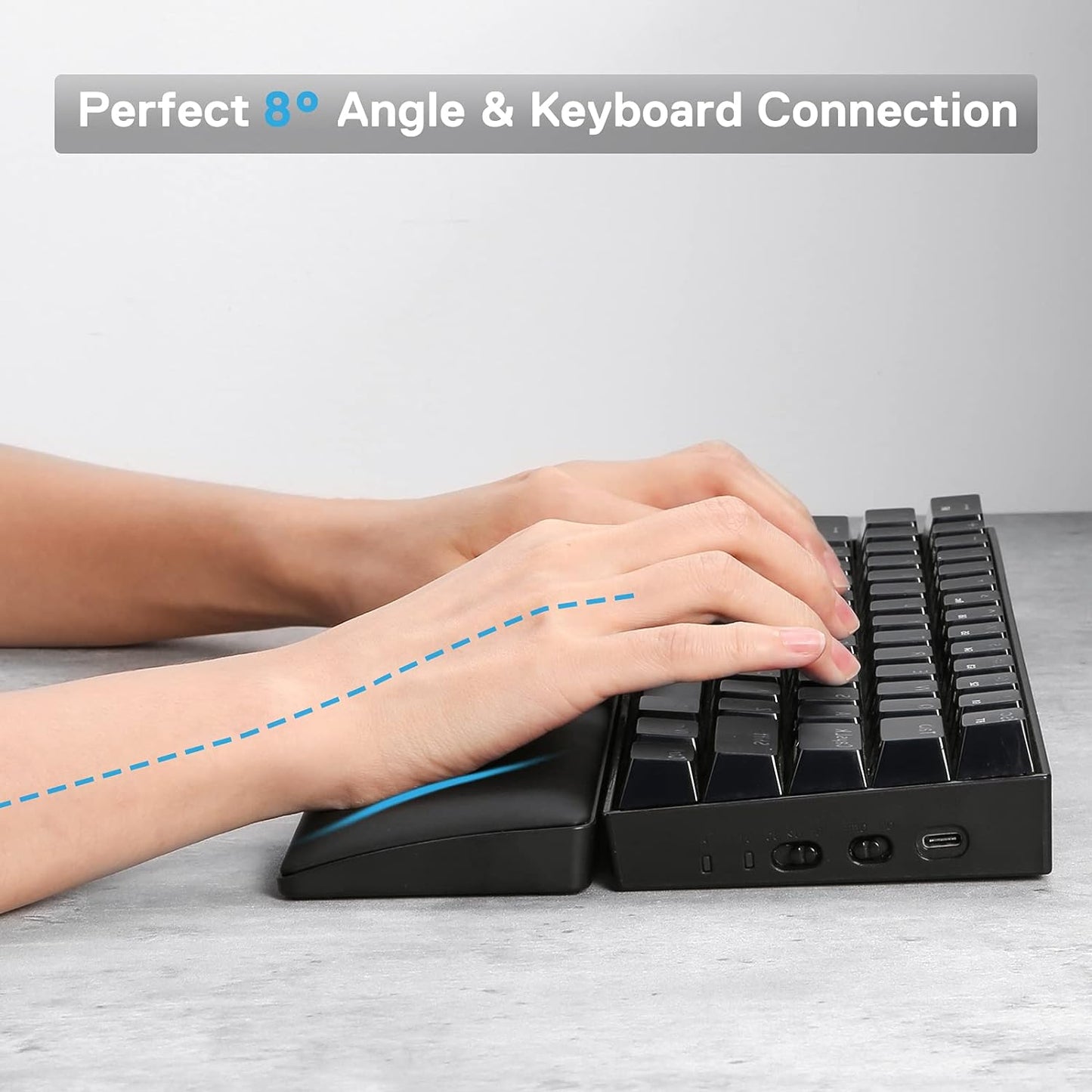 Redragon P037 Meteor L Computer Keyboard Wrist Rest Pad, Ergonomic Soft Memory Foam Wrist Support w/Anti-Slip Rubber Base, 100% 104 Keys Standard Size 17.12 x 2.87 in, 0.78 inch (20mm) Height, Black