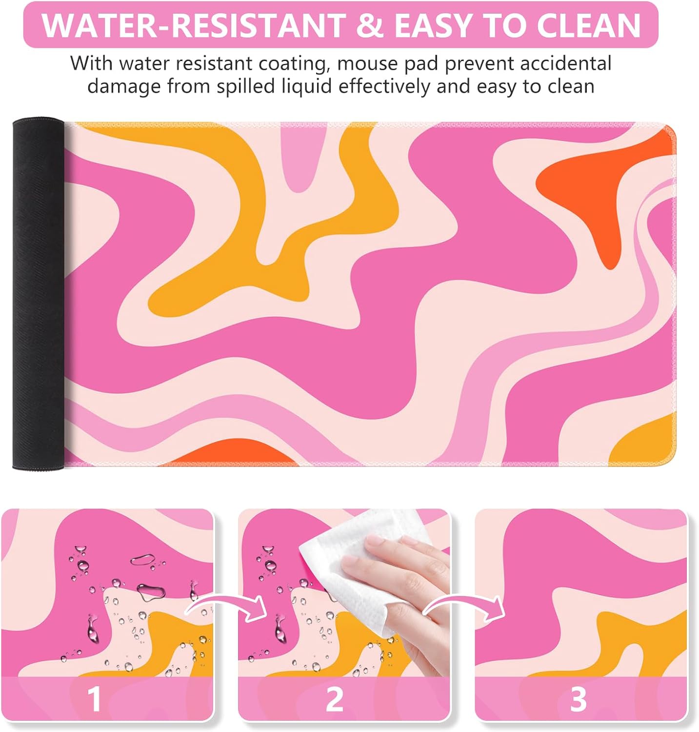 iCasso Desk Cover Mat, Office Mouse Pad, Desk Protector Mat, Extra Large Matt for Desktop,Anti-Slip XXL Big Mousepad with Stitched Edges for Computer Keyboard Retro Black - Colors A