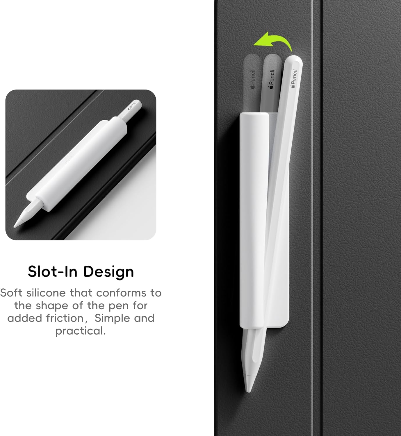 ELETIUO Silicone Pencil Holder Sleeve,Compatible with Apple Pencil (USB-C),Apple Pencil 1st/ 2nd Generation,Strong Adhesive Sticky Attached to iPad Case for Stylus Pens,Black