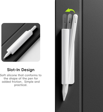 ELETIUO Silicone Pencil Holder Sleeve,Compatible with Apple Pencil (USB-C),Apple Pencil 1st/ 2nd Generation,Strong Adhesive Sticky Attached to iPad Case for Stylus Pens,Black