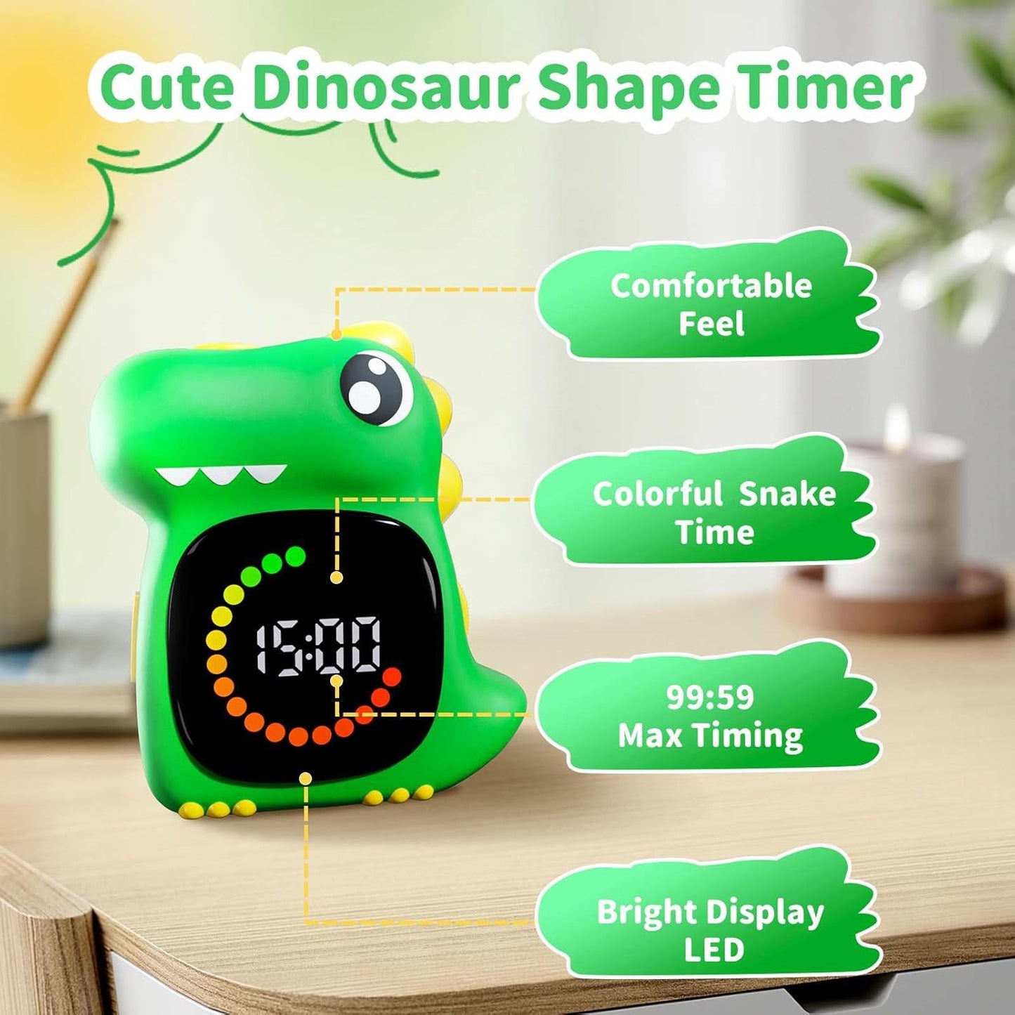 Visual Timer for Kids Light Blue Dinasuor Kids Timer Visual Led Rechargeable Toddler Timer Visual Countdown for Classroom Home Studing Playing