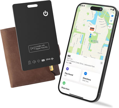 Fathers Day Dad Gifts, Ultra-Thin Wallet Tracker Card, Rechargeable 0.094in IP68 Waterproof Bluetooth Tracker for Wallets, Passport, Work with Apple Find My, Card Locator(iOS Only)