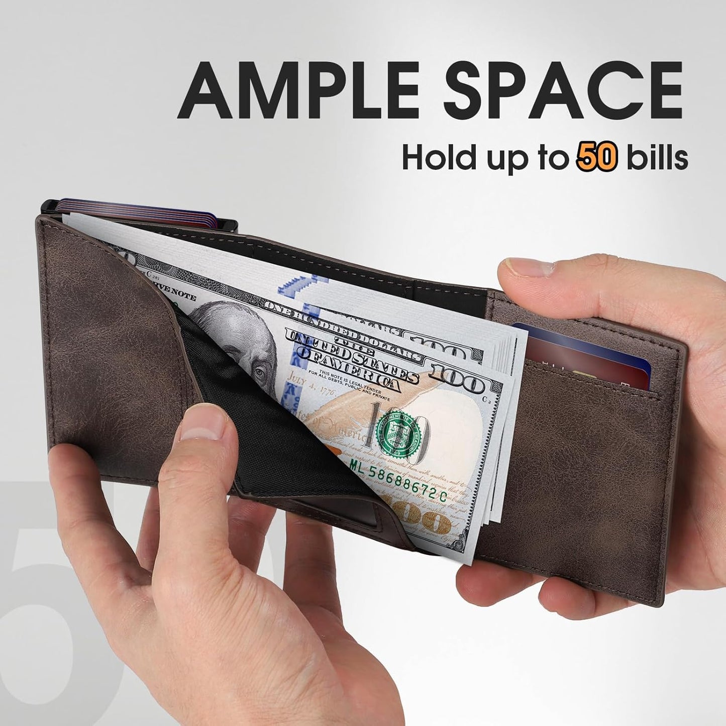 GAOCHALE Mens Wallet for Samsung Smarttag2 Pop up Card Holder Compatible with Samsung Tag RFID Blocking Wallet for Men 10-14 Card Capacity | ID Window | Cash Slot(Carbon)