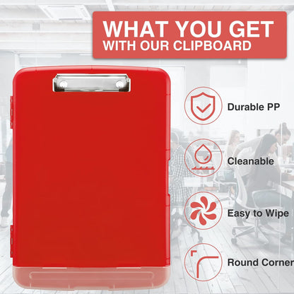 Sooez Clipboard with Storage, Clip Board 8.5 x 11 with Pen Holder, Plastic Organization Case Box for Letter Legal A4 Size Paper, Low Profile Clip, Nurses Teachers Must Haves, School & Office Supplies