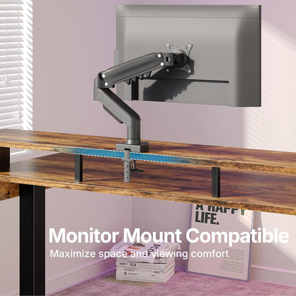 HUANUO 55″ x 26″ Electric Standing Desk with 2 Drawers &24.4″ Large Keyboard Tray, C-Clamp Mount Compatible, Adjustable Computer Desk for Office, Sit Stand Up Desk with 4 Height Presets, Light Walnut