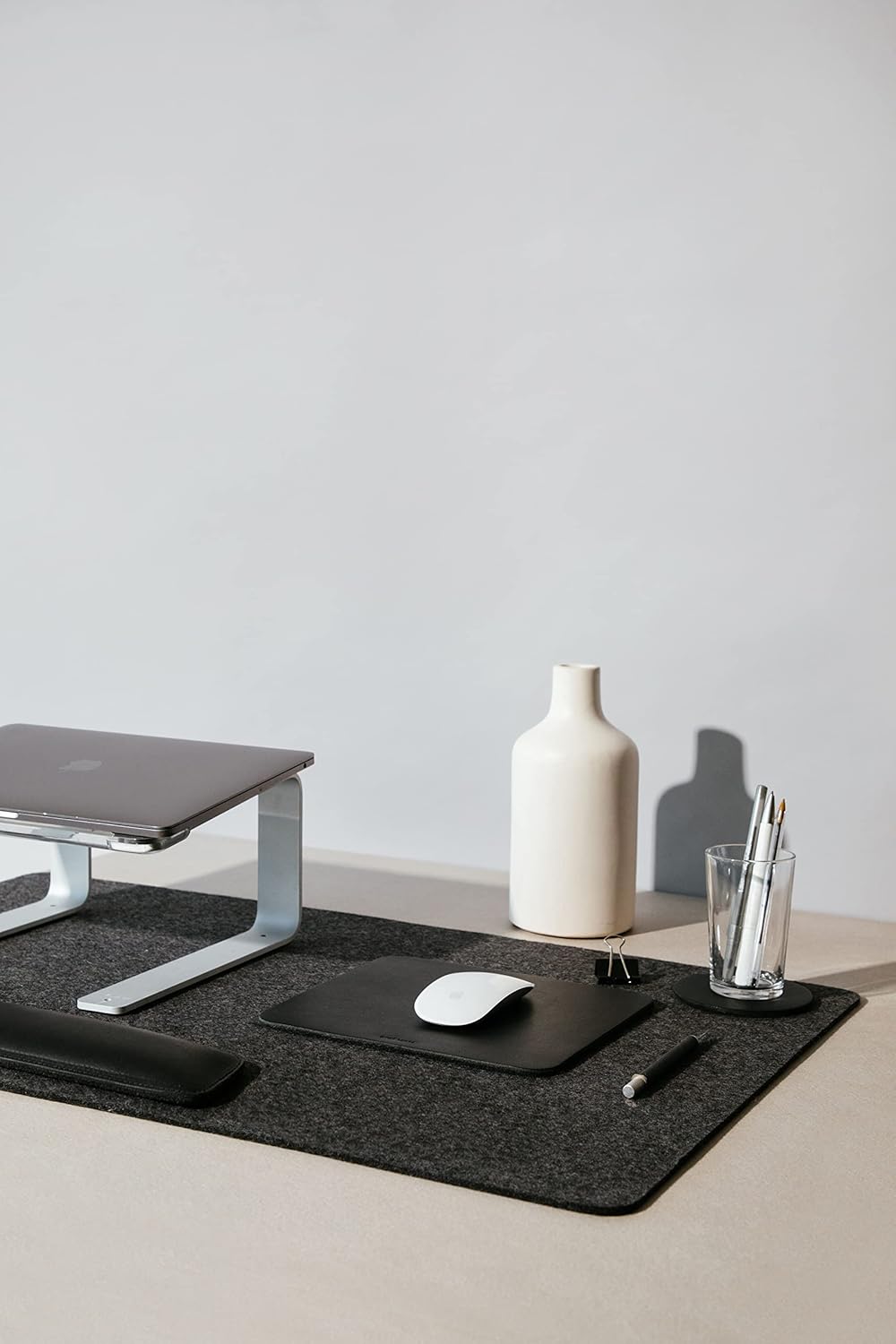 Graf Lantz Mosen Medium Merino Wool Felt Desk Pad, Luxury Non-Slip Desk Mat, Blotter for Office and Home, 24W x 12H, Charcoal