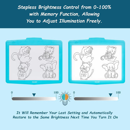 IMAGE A4 LED Tracing Pad for Kids, Rechargeable Light Up Drawing Tablet Board Children Portable Art Christmas Gift for Boys Girls Ages 6+(with 10 Traceable Sheets), Durable & Fun Creative Toy(Blue)