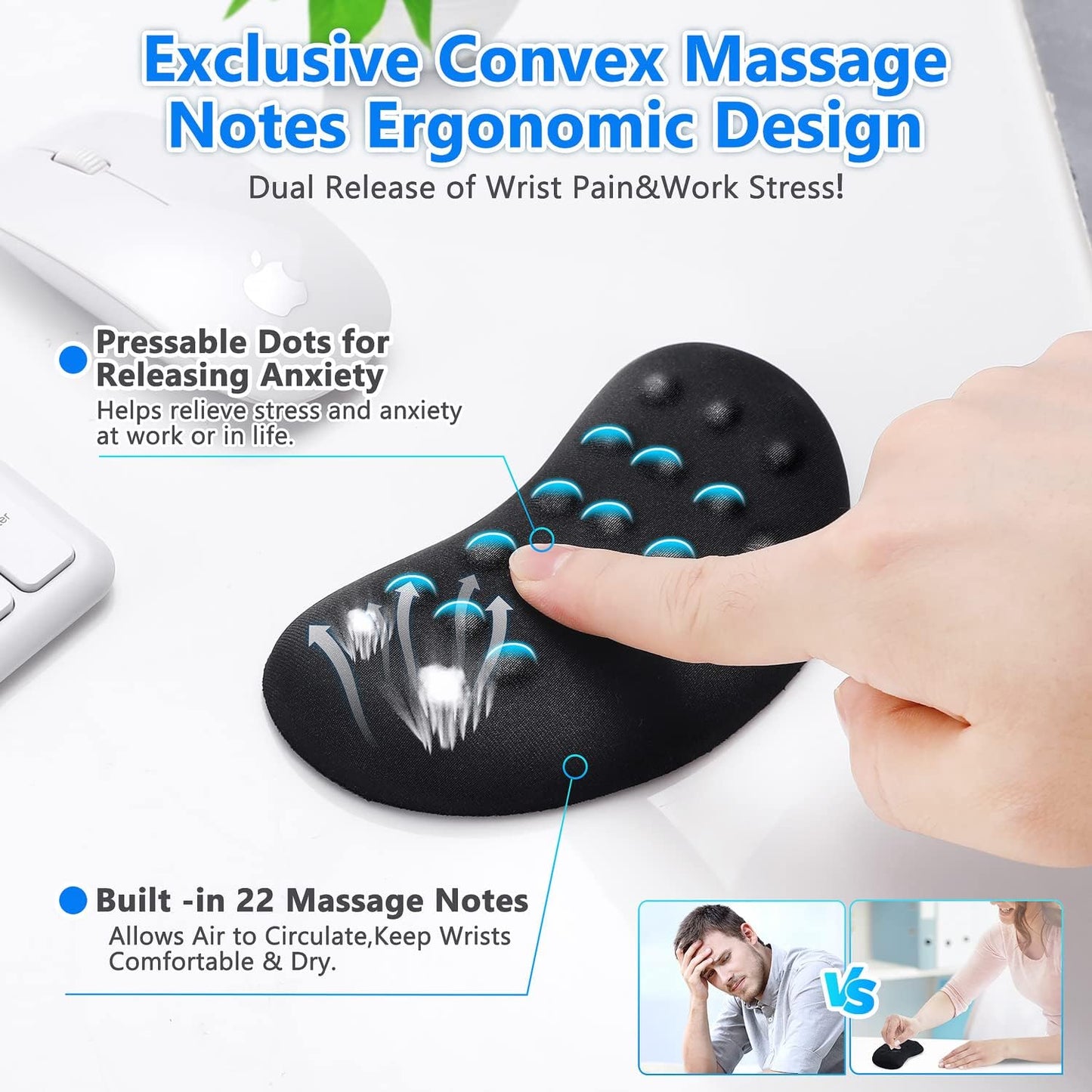 Gimars Upgrade Enlarge Silky and Superfine Fabric Gel Memory Foam Keyboard Wrist Rest Set, Ergonomic Keyboard Mouse Wrist Support for Typing Pain Relief, Comfort for Office, Gaming, Computer, Black