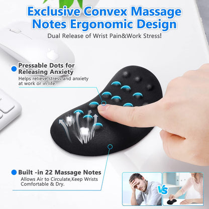 Gimars Upgrade Enlarge Silky and Superfine Fabric Gel Memory Foam Keyboard Wrist Rest Set, Ergonomic Keyboard Mouse Wrist Support for Typing Pain Relief, Comfort for Office, Gaming, Computer, Black