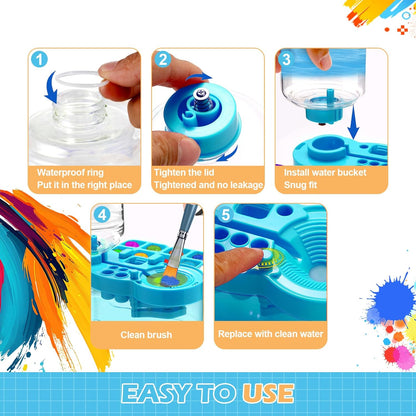 Paint Brush Cleaner, Upgraded Water Cycle Watercolor Rinser Dispenser with Holder and Palette, Washing My Brushes, Cleaning System for Acrylic,Watercolor,Painting Art Supplies for Adults Students