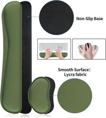 Bloss Leather Desk Pad and Keyboard Wrist Rest, Large Mouse Pad + Keyboard Pad+Mouse Wrist Support, Non-Slip Desk Mat Protector for Office, Home(31.5×15.7 Inches,Beige) - Colors A