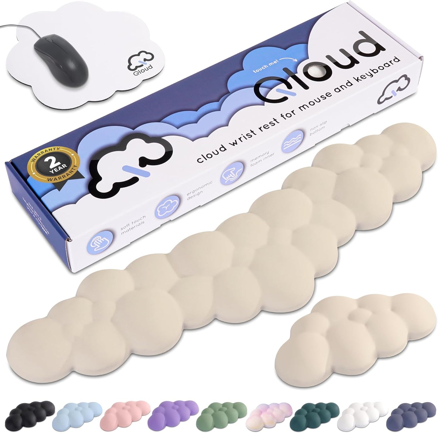Purple Cloud Keyboard Wrist Rest – Create-ables Qloud Purple Wrist Rest for Computer Keyboard and Mouse, Ergonomic Memory Foam Wrist Pad with Non-Slip Base, Includes Cloud Mouse Pad