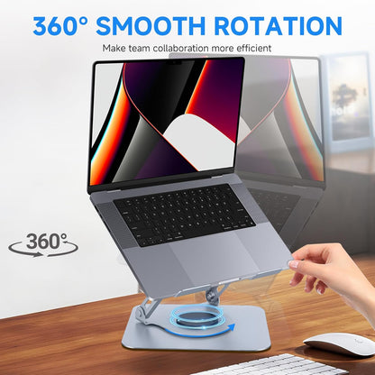 Leeboom Laptop Stand for Desk, Ergonomic Adjustable Aluminum Foldable Portable Computer Stand, Lecterns & Podiums, Fits 10-15.6" MacBook Air Pro HP Lenovo Dell Laptops & Tablets(Silver)