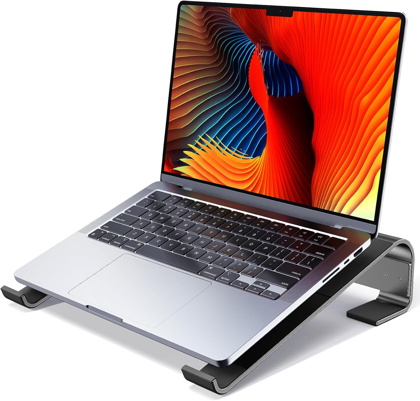 MOKURU Laptop Stand for Desk, Aluminum Laptop Riser, Ergonomic Computer Stand Compatible with for MacBook Pro/Air, Dell, HP, Lenovo, 10-17.3'' (Silver)
