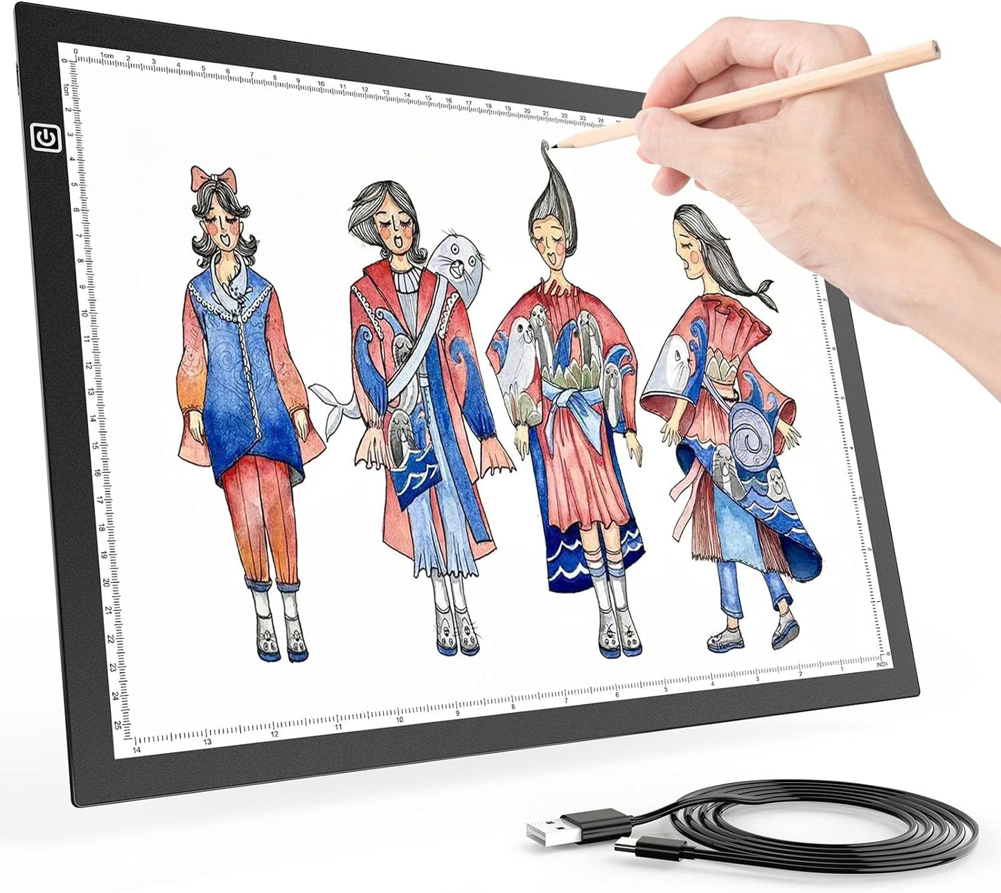 A3 Light Board for Diamond Painting, Rechargeable Battery Light Pad, Magnetic Tracing Light Box, Ultra-Thin Copy Board with 3 Colors& 6 Levels Adjustable Brightness for Drawing, Sketching, Animation