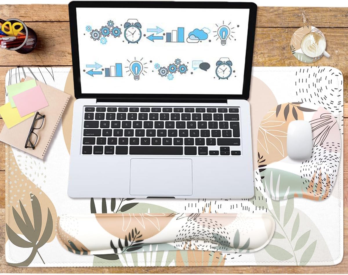 WB WEIRDBEAST Keyboard Wrist Rest Large Mouse Pad Wrist Support for Computer, 4 in 1 Memory Foam Keyboard Pad Desk Mat Ergonomic Hand Rest Wrist Cushion for Home Office Gaming-Pink