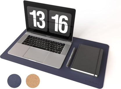 RENMTURE Dual-Sided Mouse Pad, Natural Cork & PU Leather Large Desk Pad for Office and Home Work, Desk Protector Non-Slip, Waterproof, Easy Clean (Olive Green, 32"x16")