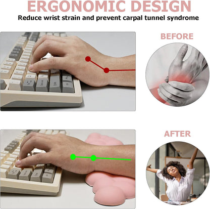 Cloud Wrist Rest Keyboard, PU Leather Memory Foam Wrist Rest for Computer Keyboard, Ergonomic Keyboard Wrist Rest and Cute Mouse Wrist Rest for Gaming,Office,Computer,Typing Pain Relief,Pastel Green