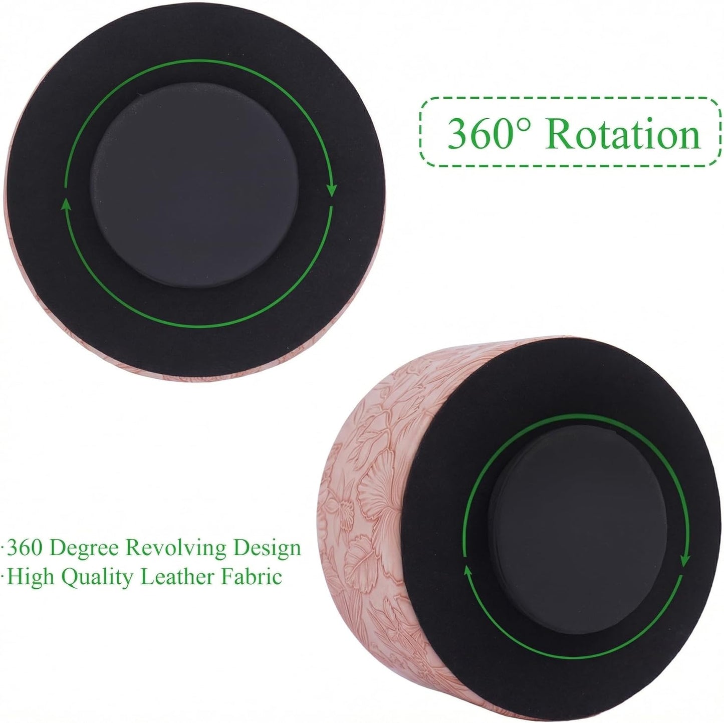 Round Leather Art Supply Organizer,Remote Control Holder,360 Degree Rotating,Multi-Functional Pencil Holder,4 Compartments Desktop Stationary Organizer(1-Fractal Flower) | Round - Colors B