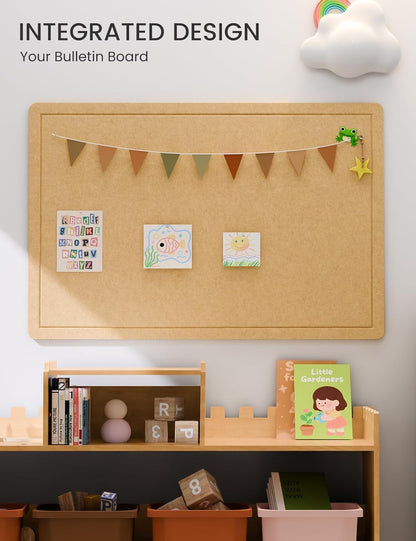 Fluxynara Bulletin Board, 23.6" x 17.5" Cork Board Alternative with 12 Safe Removable Adhesive Tabs, Foldable Felt Pin Board for Home Office, Classroom, Bedroom,Entryway for Walls—Sage