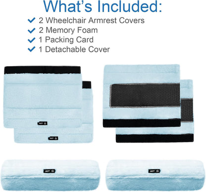 SPRING SEAON Wheelchair Armrest Covers 2 Pack Soft Memory Foam Wheelchair armrest Pads Wicking Washable for Office Transport Chair (Black)