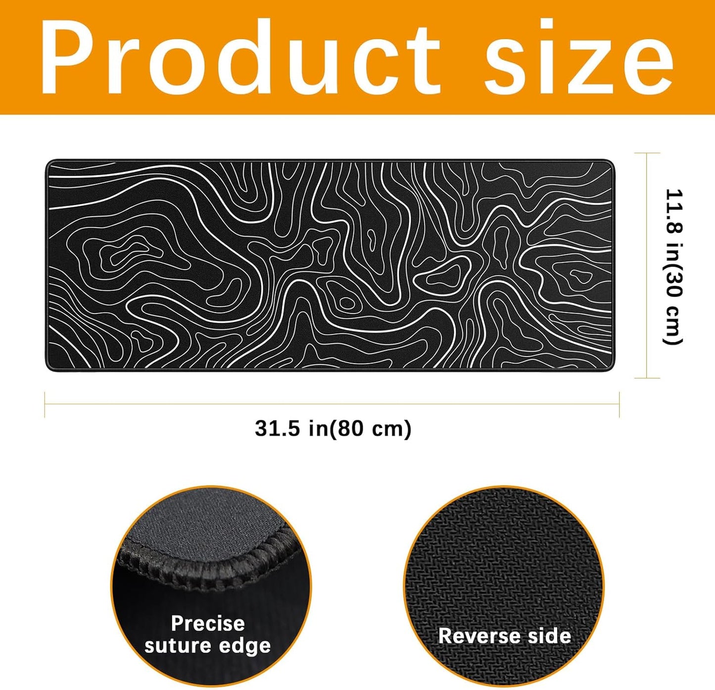 4 Pcs Large Gaming Mouse Pad Black 31.5x11.8 in,Extended Desk Keyboard Pad with Micro Weave Cloth, Edges Stitched Gaming Mouse Pad Pack for Office and Home Use