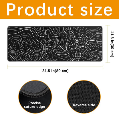 4 Pcs Large Gaming Mouse Pad Black 31.5x11.8 in,Extended Desk Keyboard Pad with Micro Weave Cloth, Edges Stitched Gaming Mouse Pad Pack for Office and Home Use
