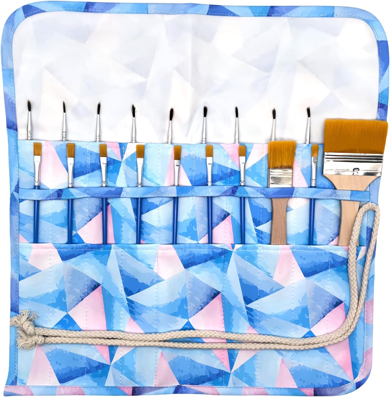 Funny live Paint Brush Holder Art Supplies, Artist Brush Holder & Storage Organizer Roll-Up Case Bag, Protect Acrylic Oil Watercolor Paintbrushes (Pink Rose 20 Slot Pockets)