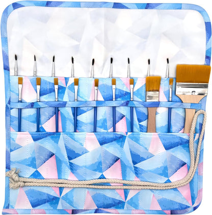 Funny live Paint Brush Holder Art Supplies, Artist Brush Holder & Storage Organizer Roll-Up Case Bag, Protect Acrylic Oil Watercolor Paintbrushes (Pink Rose 20 Slot Pockets)