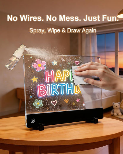 LED Drawing Board for Kids, Rechargeable Light Up Doodle Glow Pad, 72H Battery, Neon Art Dry Erase Note Board with 5 Tracing Papers & 7 Markers, Educational Toys, Birthday Gifts for Boys Girls 3-12
