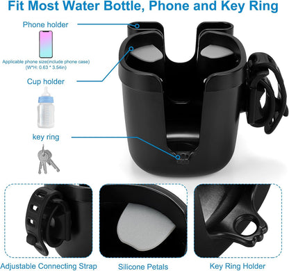 Accmor Stroller Cup Holder, Universal Cup Holder for Uppababy Nuna Doona Strollers, Bottle Drinks Holder for Wheelchair, Walker, Bike, Scooter