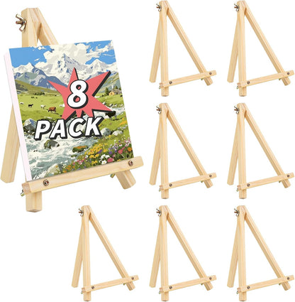 16 Pack 9 Inch Easel for Painting, Wooden Easel Stand Canvas Stand for Sign Table Top Small Art Easel for Artists and Students