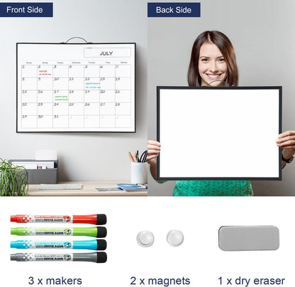 TSJ OFFICE Small Whiteboard Cork-Board - 16" X 12" Portable Aluminum Black Framed Magnetic Dry Erase Board, Small Bulletin Cork Board with Holder for Office, Home and School