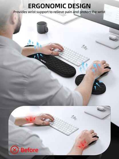 TopMade Keyboard Wrist Rest, Cooling Gel & Upgrade Soft Memory Foam Design Wrist Support for Keyboard, Full-Size Keyboard Hand Rest Pad, Ergonomic Palm Rest for for Long Hours of Work, Gaming, Black