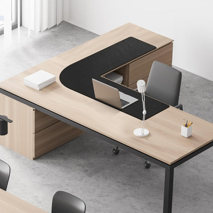 MAIDERN (51” + 51”) x 15.7” L Shaped Corner Desk Mat, Cork & Leather Reversible Desk Pad for Gaming Computer Office Home (Black) …