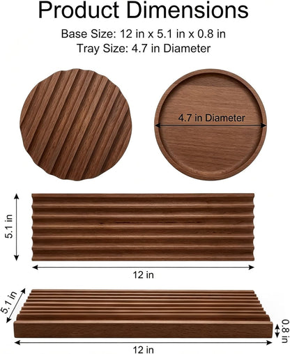 Horizontal Pen Holder for Desk, Walnut Pen Holder with 5 Compartments,Pen Tray Office Accessory, Teacher Gifts, Suitable for School, Home,Pen Tray for Desk (Walnut)