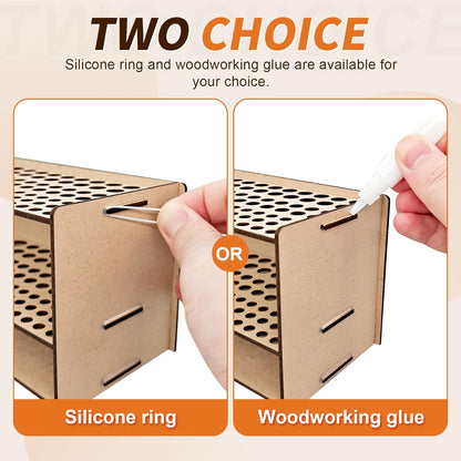 Wooden Paint Brush Holder with Wood Glue 69 Holes MDF Paintbrush Holder Organizer Artist Brush Holder Paint Brush Stand Rack for Artist Brushes Pens Pencils