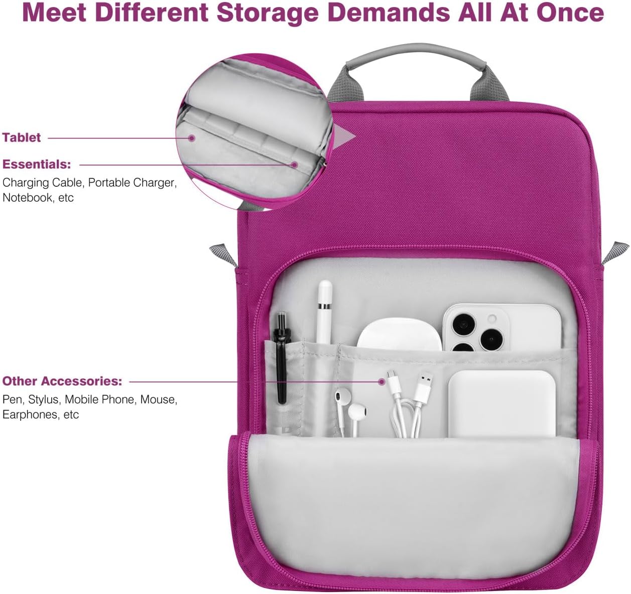 Dadanism 9-11 Inch Tablet Sleeve Bag Carrying Case with Shoulder Strap for iPad (A16) 11", iPad 10th Gen 10.9", iPad Air M4/Pro M5 11", iPad 9/8/7th 10.2", Galaxy Tab A11+ Plus 11", Cloudy Pink
