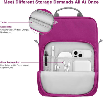 Dadanism 9-11 Inch Tablet Sleeve Bag Carrying Case with Shoulder Strap for iPad (A16) 11", iPad 10th Gen 10.9", iPad Air M4/Pro M5 11", iPad 9/8/7th 10.2", Galaxy Tab A11+ Plus 11", Cloudy Pink