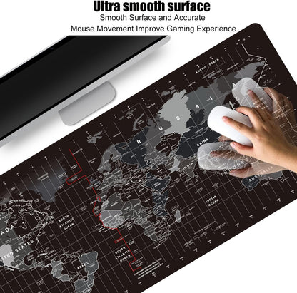 HGWALP Black Topographic Large Gaming Mouse Pad Extended XXL(900 * 400 * 3MM) Mouse Mat Long Desk Pad with Stitched Edges for Keyboard Home Office Gaming Work Big Desk Mat