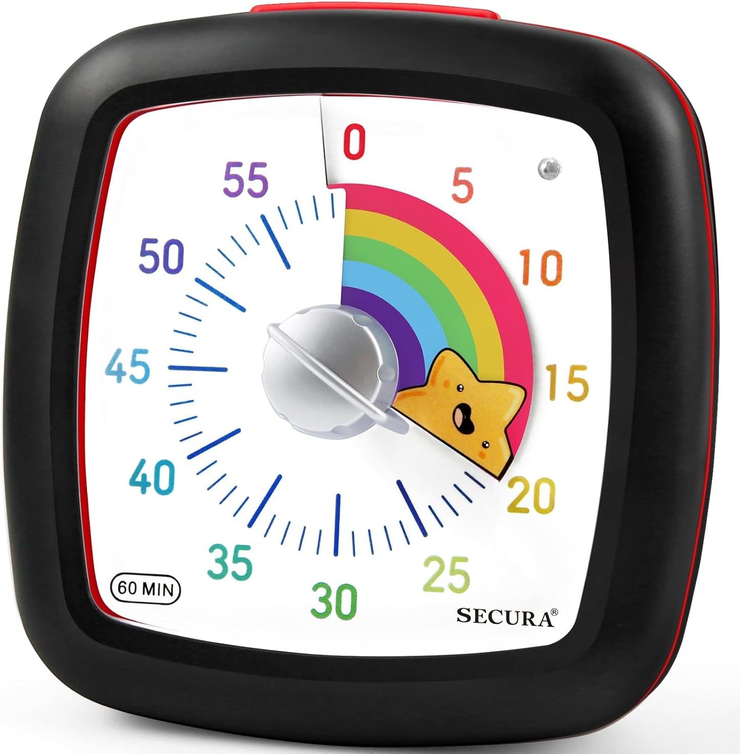 Secura 60-Minute Visual Timer, Silent Study Timer for Kids and Adults, Time Clocks, Time Management Countdown Timer for Teaching (Black & Cloud)