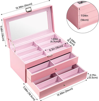ProCase 3-layer Sunglasses Storage Organizer, 18 Slots Leather Sunglass Box Multiple Pairs Eyeglass Cases Eye Glass Eyewear Display Holder for Men Women, Valentine's Day Gift -Black