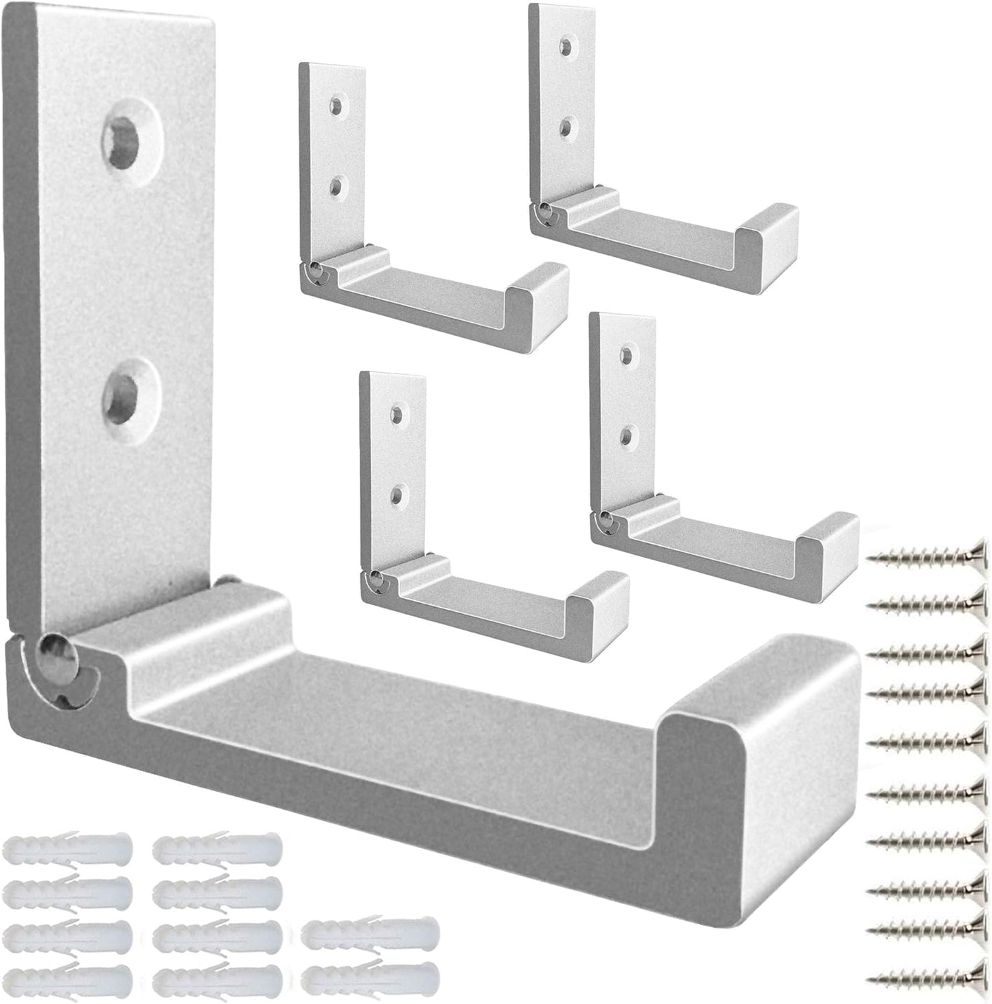 ZEYU Folding Coat Hooks, 5Pcs Wall Hooks for Hanging Coat Towel Hooks Hardware Heavy Duty Aluminum Alloy Headphone Holder No Rust Wall Mounted with Screws for Bags Fitness Equipment