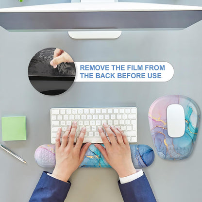 Mouse Pad with Wrist Rest, Comfortable Keyboard Wrist Rest, Memory Foam Wrist Rest for Computer Keyboard, Ergonomic Mouse Pad Set for Easy Typing & Pain Relief for Office Black