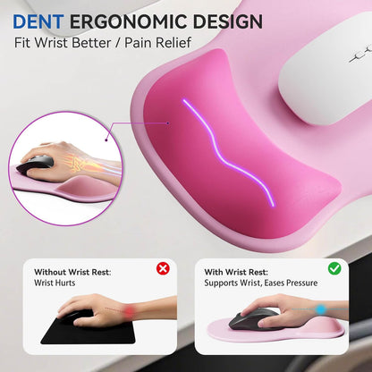 Ergonomic Mouse Pad with Wrist Rest,Cute Gel Mousepad Wrist Support - Small Mini Portable for Travel Mouse Pads for Desk Laptop,Computer,Office & Home Decor (Pink&Light Pink)