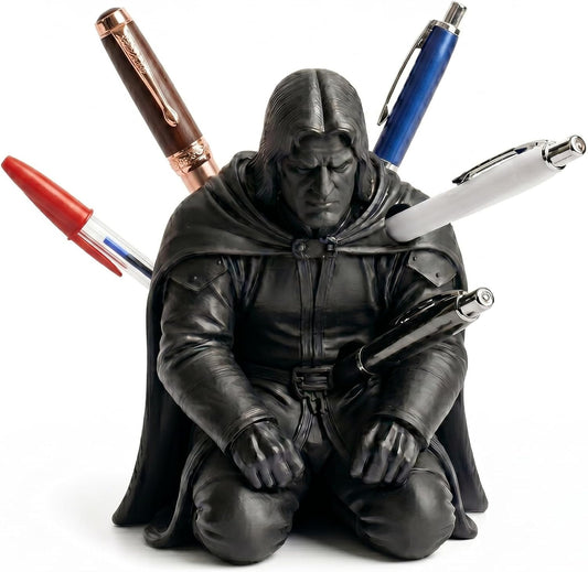 Warrior Pen Holder for Desk, Fallen Hero Pencil Holder, Cool Funny Desk Organizer, Fantasy Knight Resin Sculpture for Pens Markers Stylus, Unique Office Decor Gift for Gamers Writers, 1-Pack