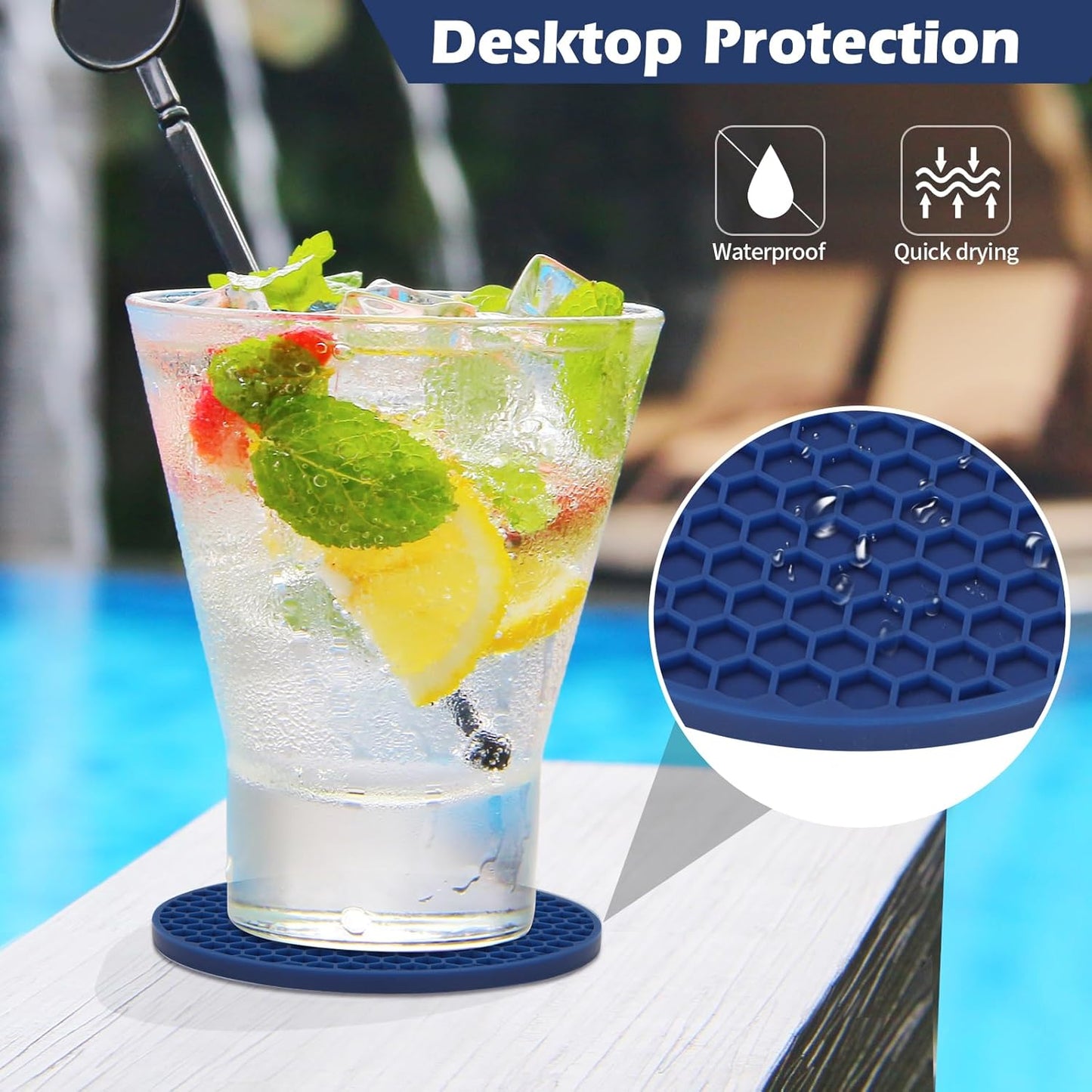 TWTLi Silicone Coasters Set of 8 with Holder,Coasters for Drinks,Beer,Coffee Coasters,Suitable for Kinds Cups,Hot or Cold,Anti-SLI,Non-Stick,Anti-Overflow Tabletop Protection and Decor (8 Pcs, Black)