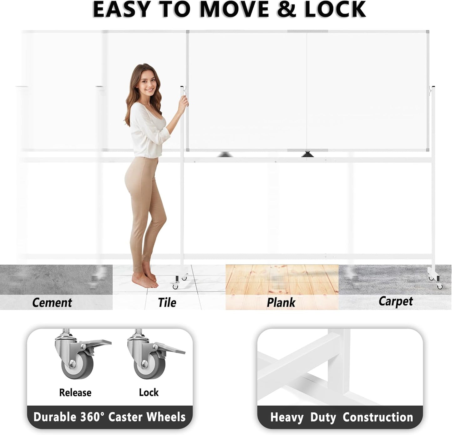 Large Whiteboard Easel with Stand, 36" x 24" Portable Standing Magnetic Dry Erase White Board, 3' x 2' Tripod Height Adjustable Flip Chart Easel for Home Office Classroom School, Silver