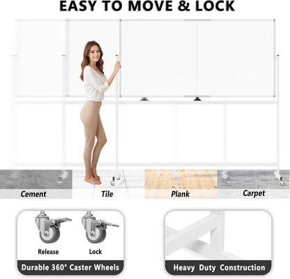 Large Whiteboard Easel with Stand, 36" x 24" Portable Standing Magnetic Dry Erase White Board, 3' x 2' Tripod Height Adjustable Flip Chart Easel for Home Office Classroom School, Silver
